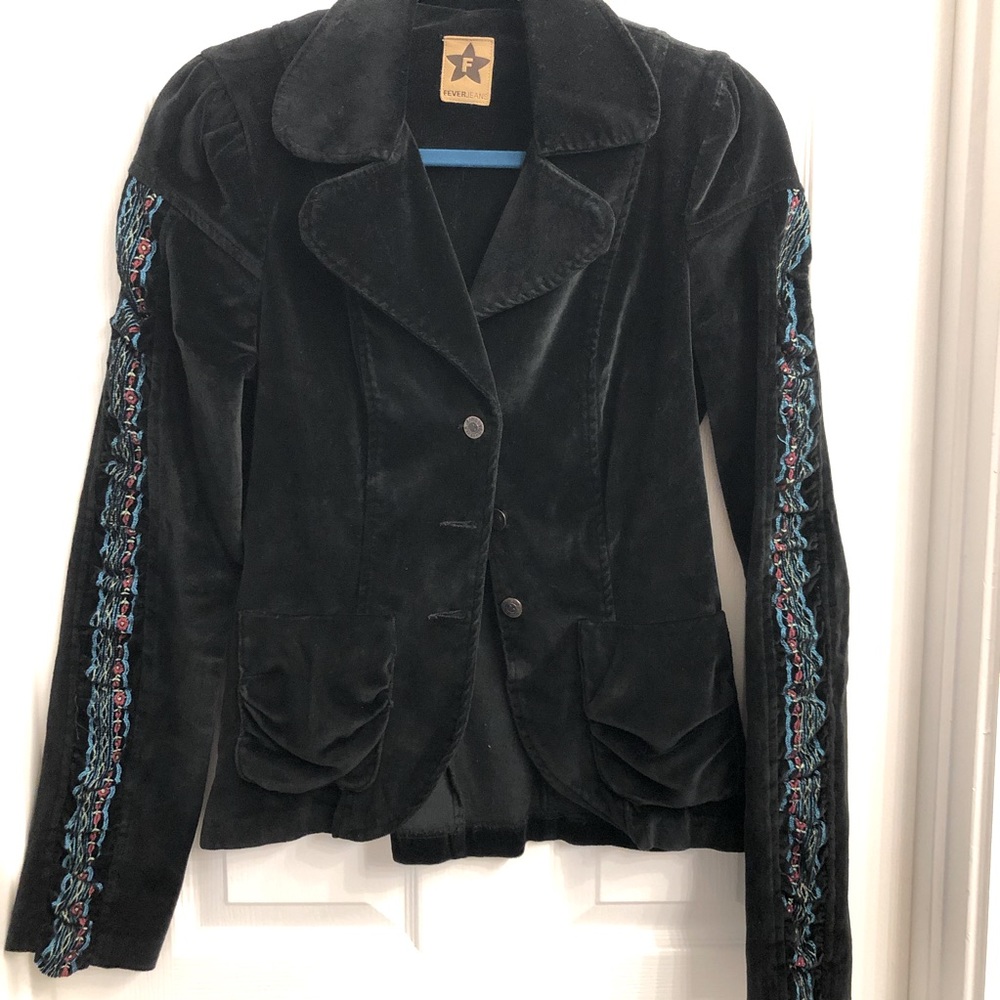 Black Velvet Puff Sleeve Blazer